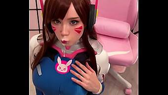 Tiktoker Dievča V Cosplayi D.Va Dáva Orálny Sex S Veľkým Výstrekom Na Tvár